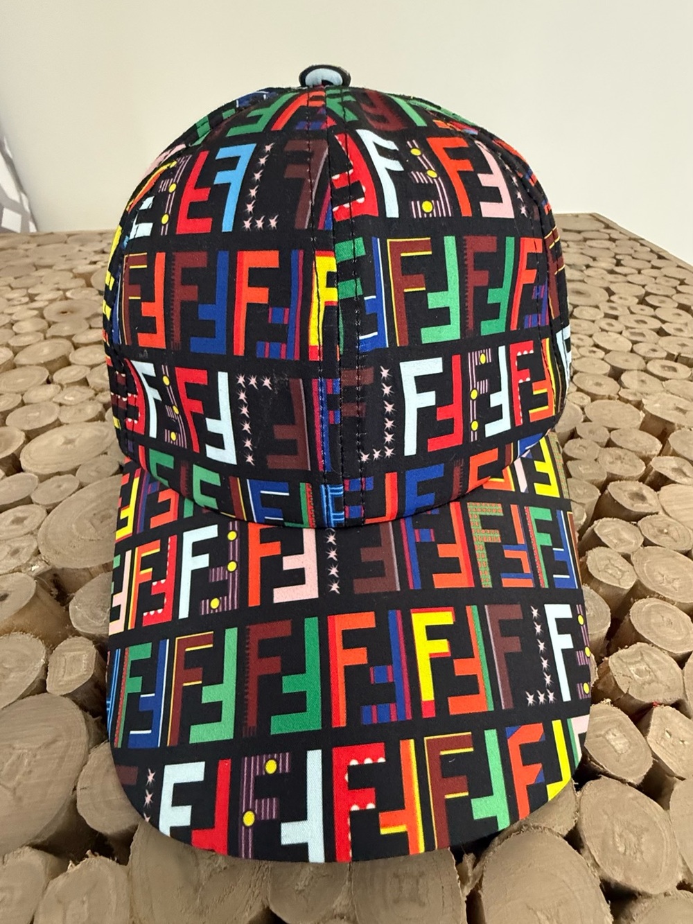 VINTAGE-CANVAS/Multicolor Logo Baseball Cap in Black